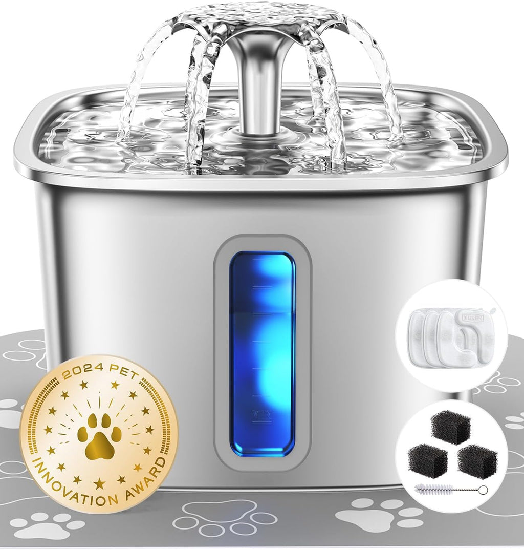 Veken Stainless Steel Cat Water Fountain 3.2L
