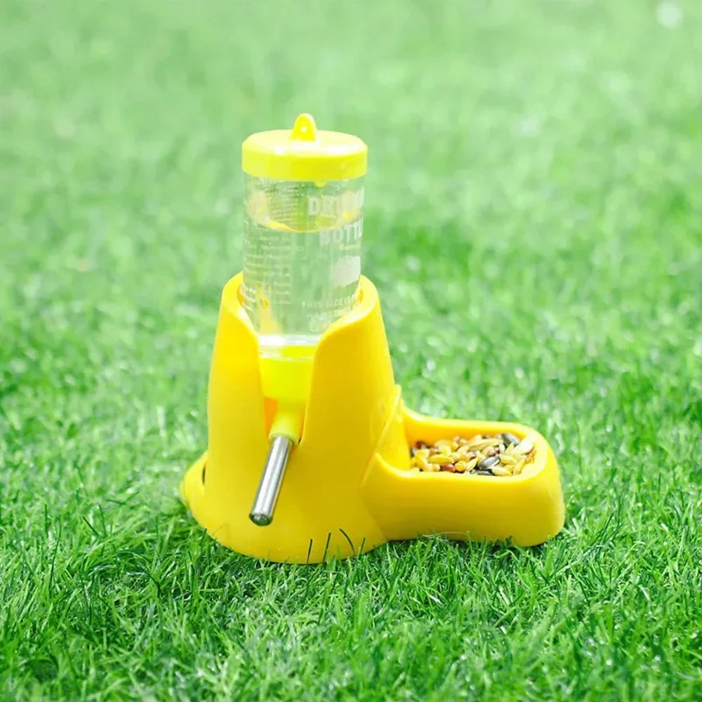 Hamster Water Feeder Small Animal Automatic Dispenser Drinking Water Bottle Bowls Dish with Food Container for Guinea Pig Rat