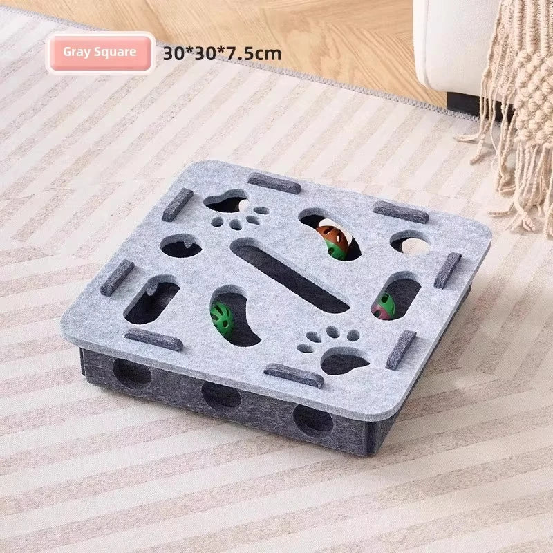 Felt Puzzle Box Cat Toy with Ball