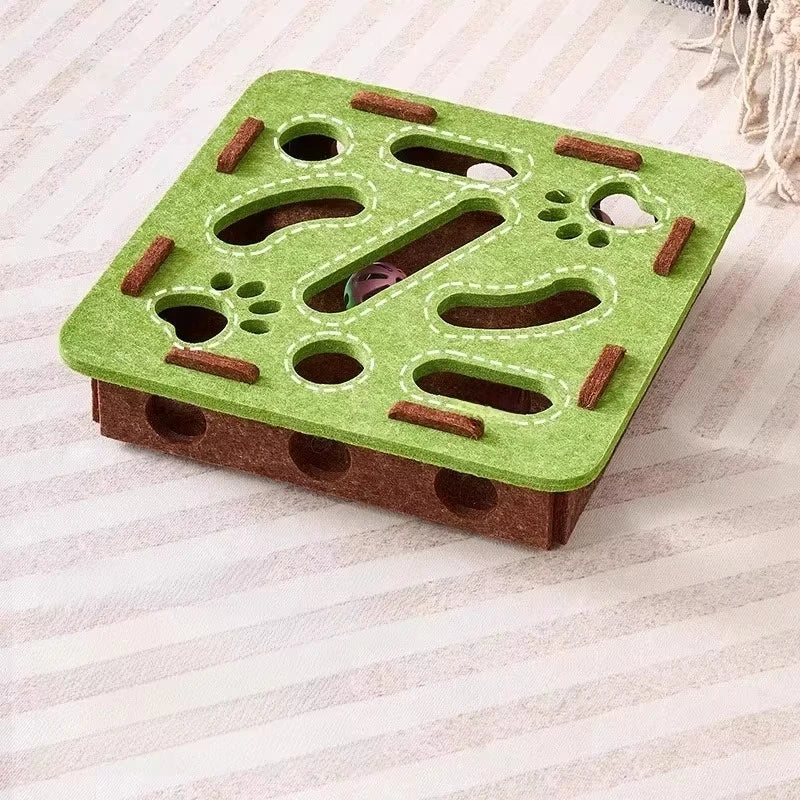 Felt Puzzle Box Cat Toy with Ball