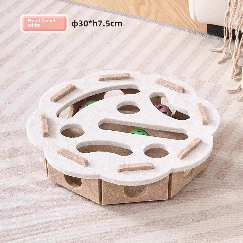 Felt Puzzle Box Cat Toy with Ball