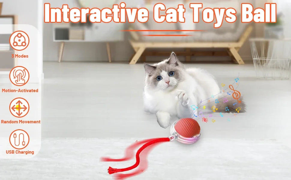 Auto-Rolling Cat Ball Toy — Rechargeable Smart Pet Toy