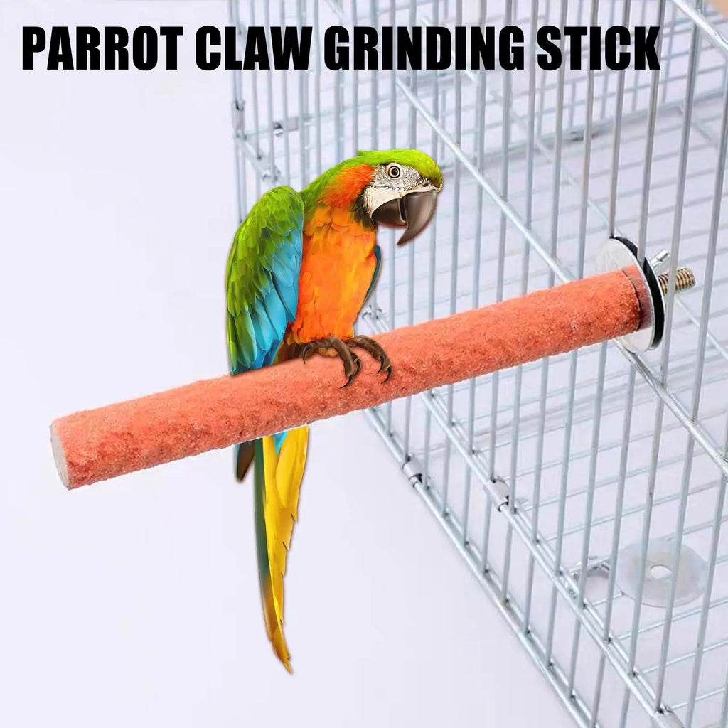 New High-end 1pc Bird Perch Stand Wooden Rough Birds Paw Grinding Perch Standing Parrot Toy Pet Supplies Random Color Tool