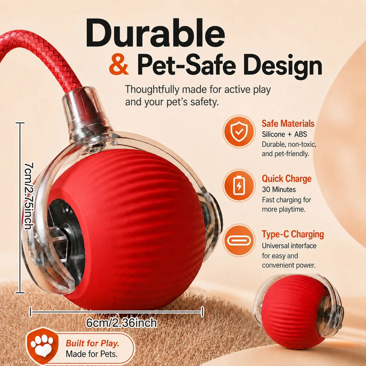 Rechargeable Automatic Rolling Dog Ball