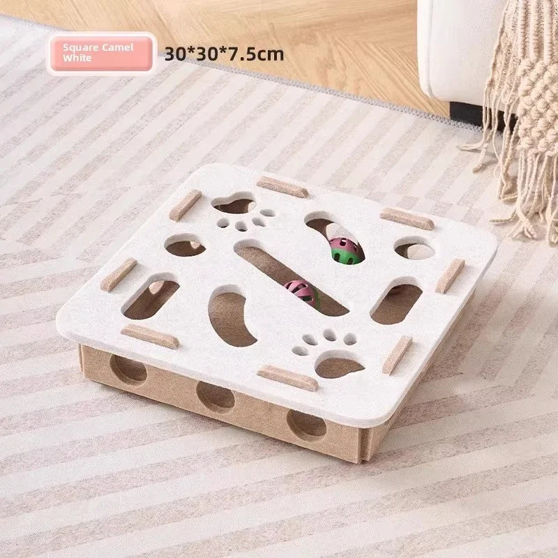 Felt Puzzle Box Cat Toy with Ball