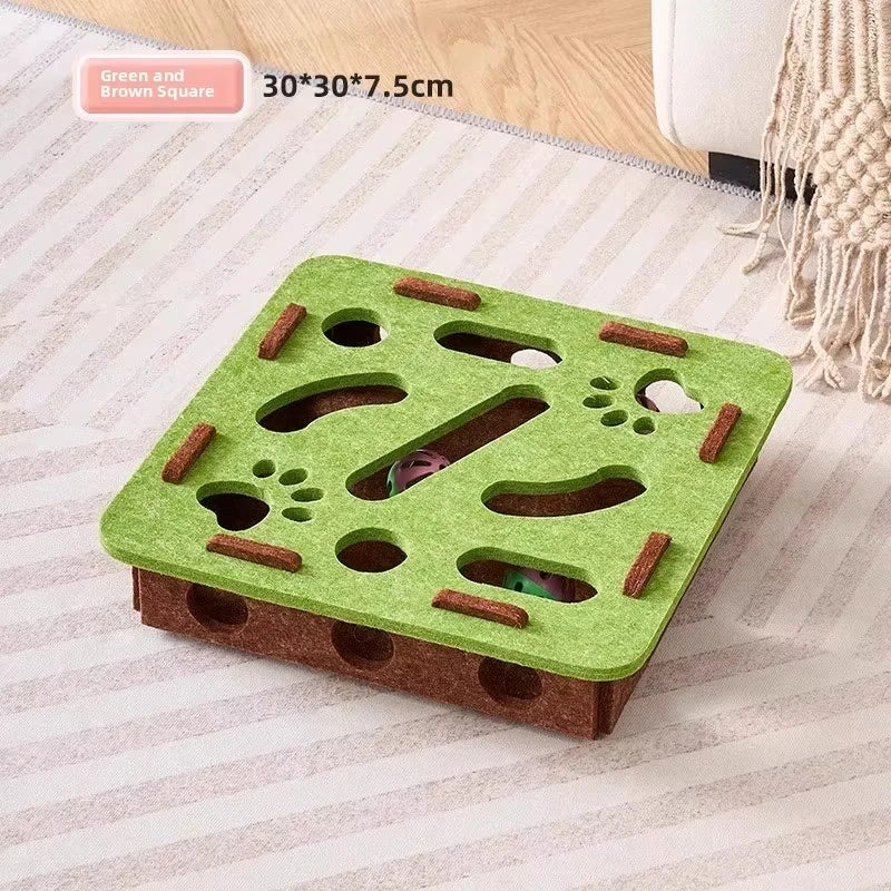 Felt Puzzle Box Cat Toy with Ball