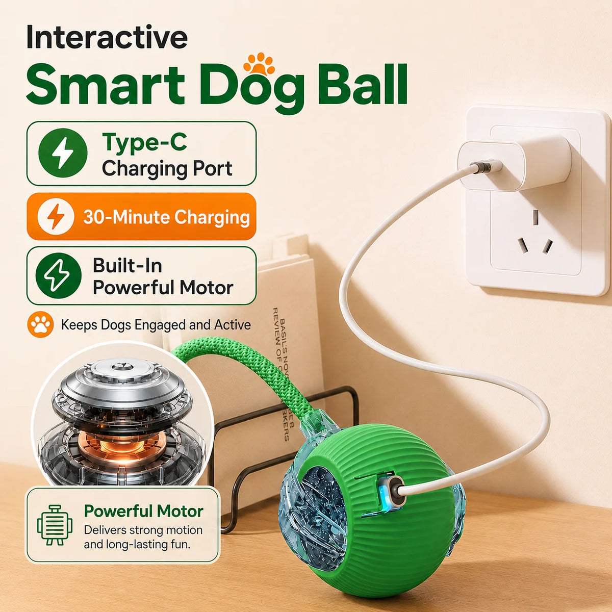 Rechargeable Automatic Rolling Dog Ball