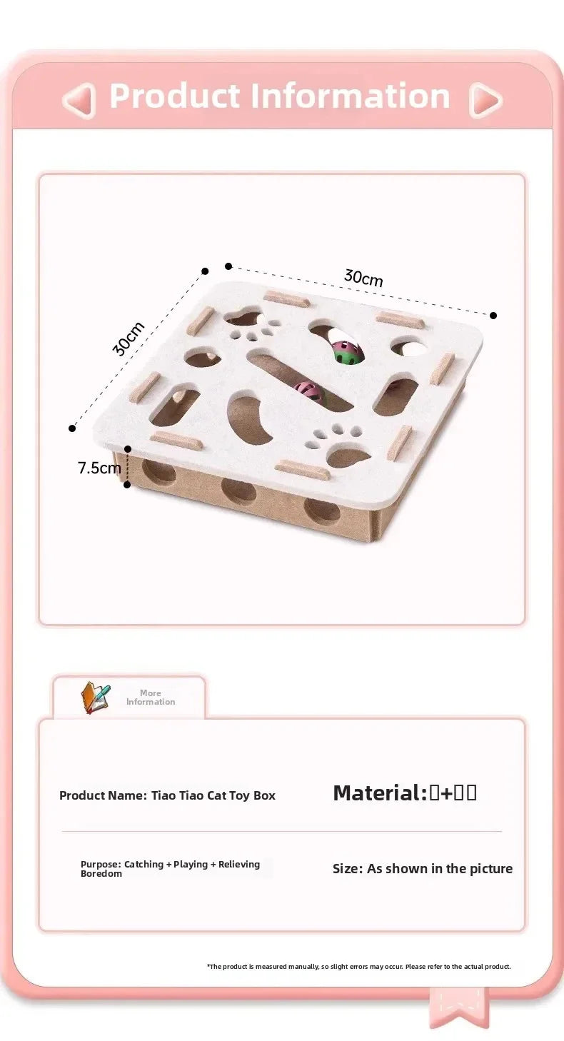 Felt Puzzle Box Cat Toy with Ball