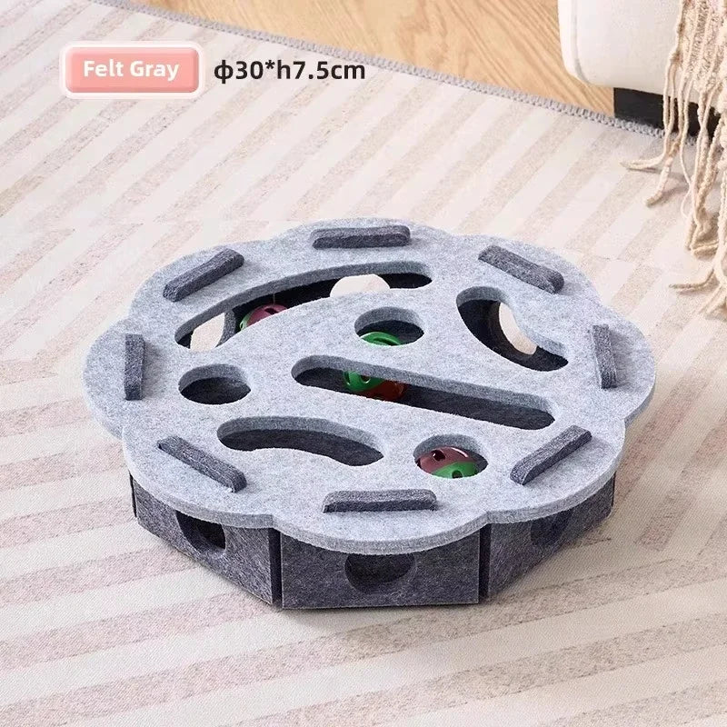 Felt Puzzle Box Cat Toy with Ball