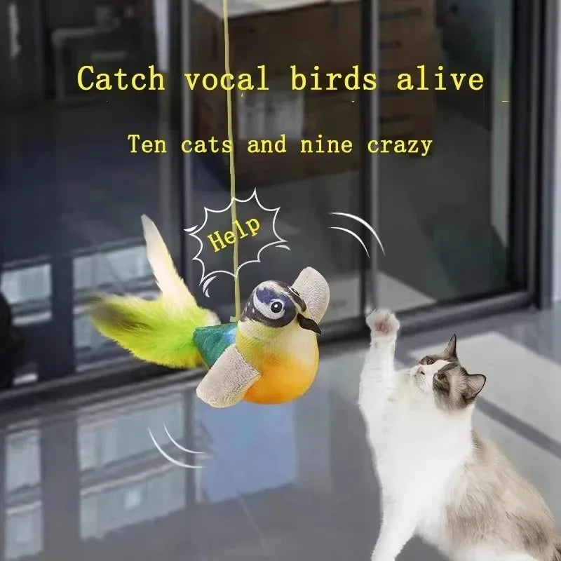 Bird-Sound Elastic Cat Toy