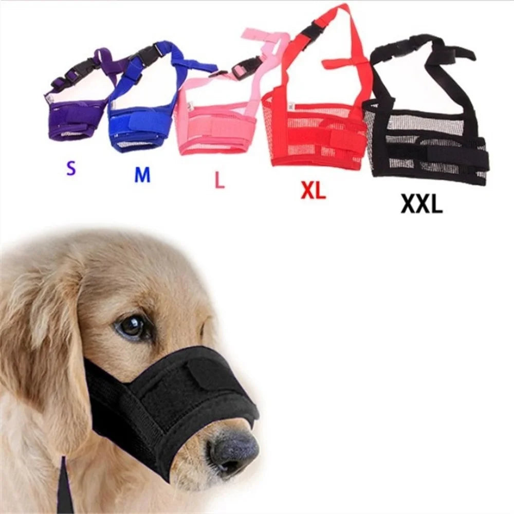 Anti Barking Dog Muzzle For Small Large Dogs Adjustable Mesh Breathable Pet Mouth Muzzle For Dogs Nylon Straps Dog Accessories