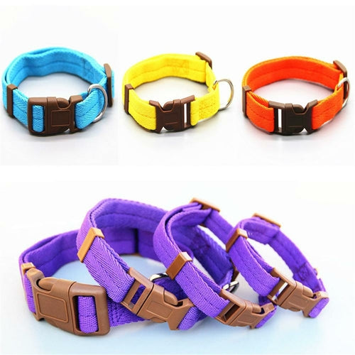 Pet Dog Collar Classic Solid Basic Polyester Nylon Dog Collar with